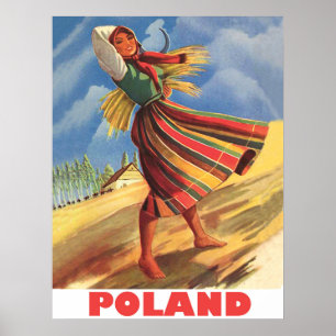 Polen, bykvinna i fältet poster