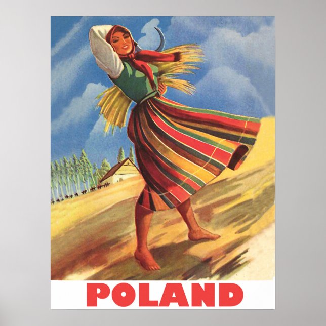Polen, bykvinna i fältet poster (Framsidan)