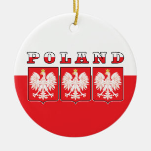 Polen Eagle Flagga Shields Julgransprydnad Keramik