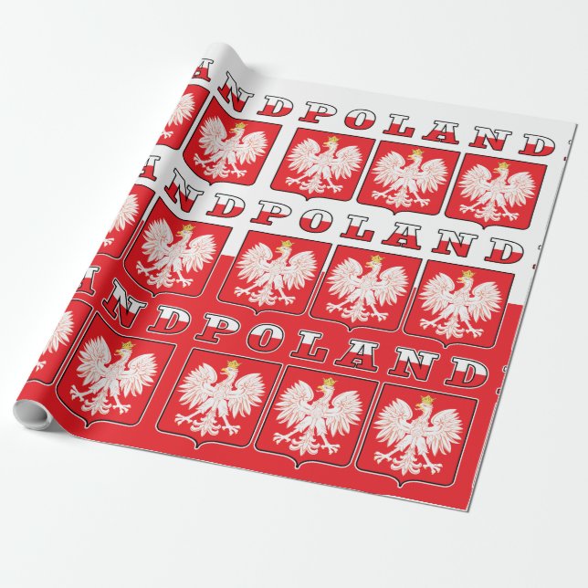 Polen Eagle Flagga Shields Presentpapper (Utrullad)