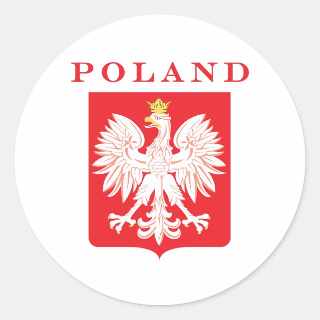 Polen Eagle Red Shield Runt Klistermärke (Framsida)
