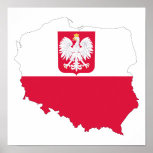 Polen Emblem Karta Poster