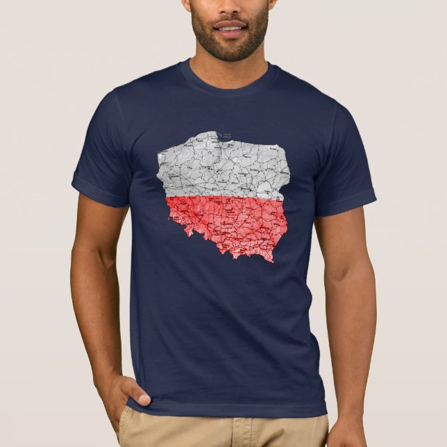 Polen Flagcolor Karta T-Shirt (Framsida)