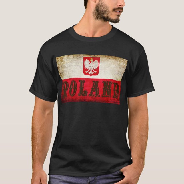 Polen Flagga Grunge Tee (Framsida)