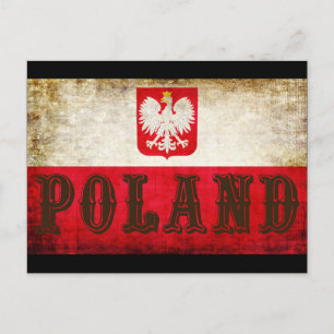 Polen Flagga Grunge Vykort