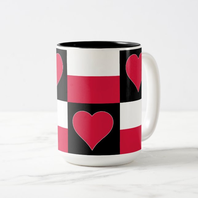 Polen Flagga Heart Mönster Patriotic Polska Pridet Två-Tonad Mugg (Framsida höger)