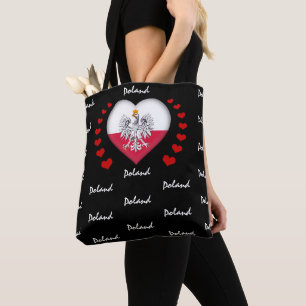 Polen Flagga & Heart, Polen, mode/idrott Tygkasse