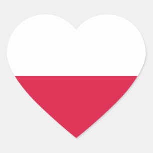 Polen Flagga Heart Sticker Hjärtformat Klistermärke