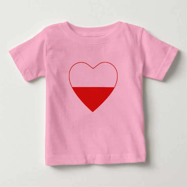 Polen Flagga Heart T-Shirt (Framsida)