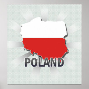 Polen Flagga Karta 2.0 Poster