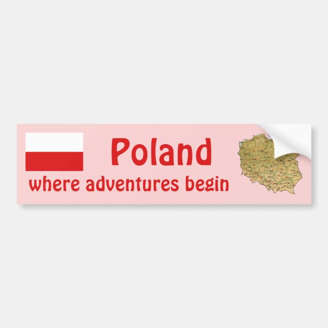 Polen Flagga + Karta Bildör Dekal (Framsidan)