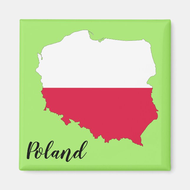 Polen Flagga Karta Magnet (Framsidan)