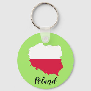 Polen Flagga Karta Nyckelring