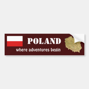 Polen flagga + Kartabildekal Bildekal