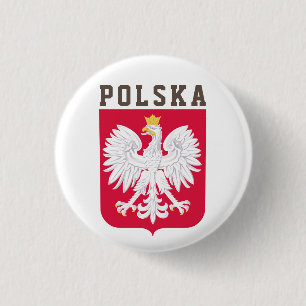 Polen flagga (med jackande av arm) knapp