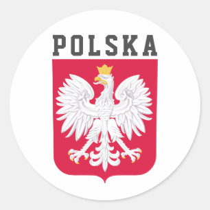 Polen flagga (med jackande av arm) runt klistermärke