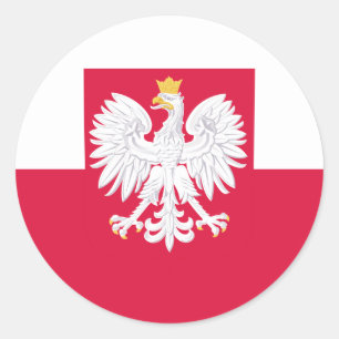 Polen flagga (med jackande av arm) runt klistermärke