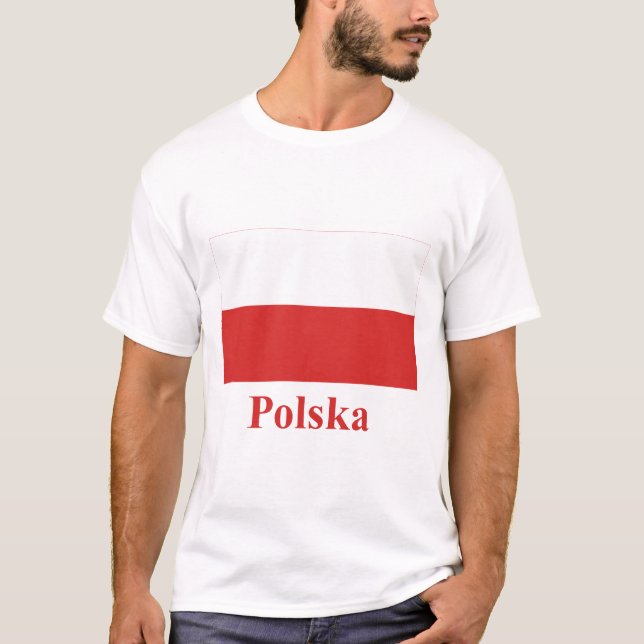 Polen flagga med namn i polskt t shirt (Framsida)