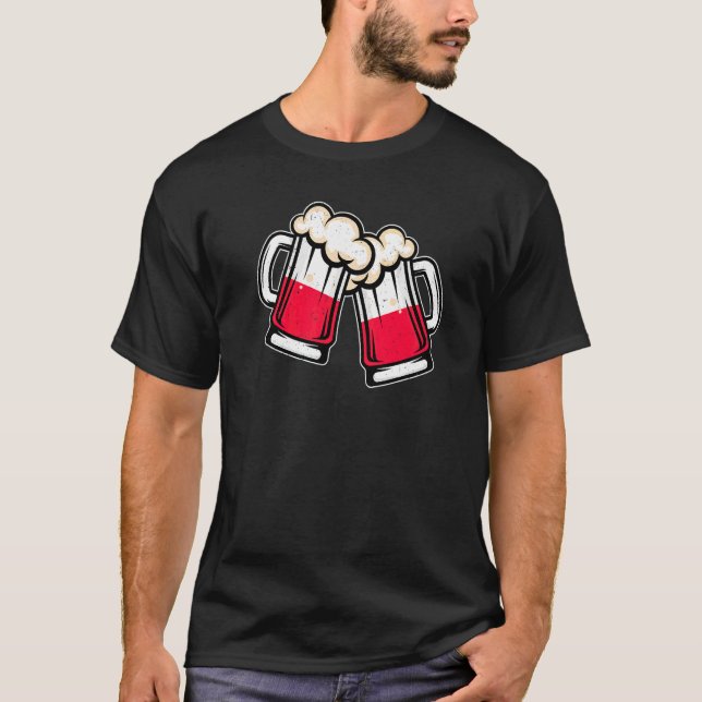 Polen Flagga Ölkopp  Cool Polsk Öl T Shirt (Framsida)