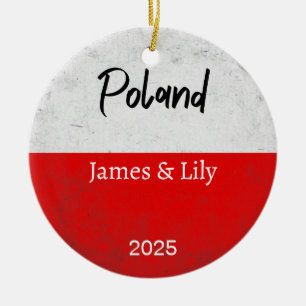 Polen Flagga Ornament, Personlig Polen Julgransprydnad Keramik