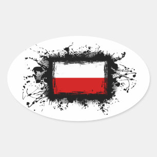 Polen Flagga Ovalt Klistermärke