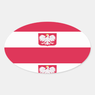 Polen flagga ovalt klistermärke