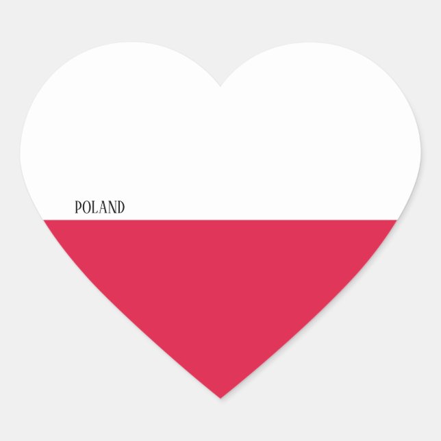 Polen Flagga Patriotic Hjärtformat Klistermärke (Framsida)