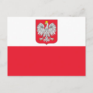 Polen Flagga Vykort