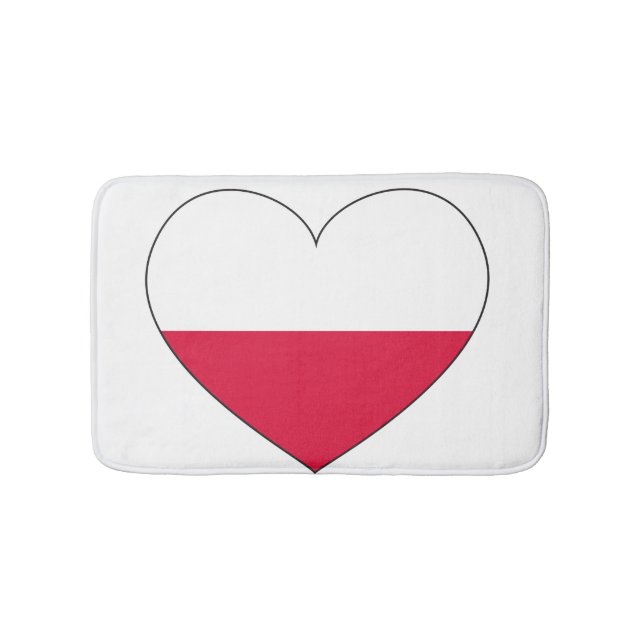 Polen flaggahjärta badrumsmatta (Framsidan)