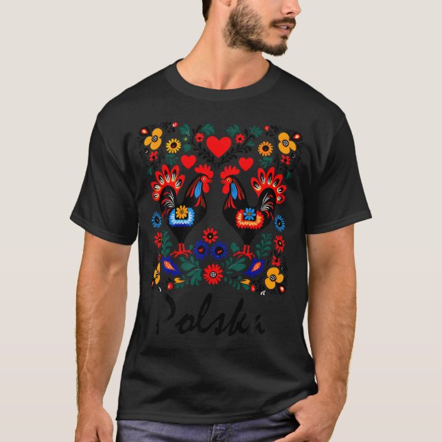 Polen Folk Flowers polska Wycinanki Polska D T Shirt (Framsida)