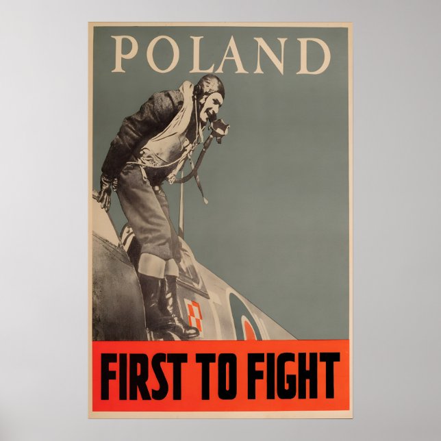 Polen Först att bekämpa WWII-affisch brittisk kung Poster (Framsidan)