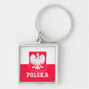 Polen Fyrkantig Silverfärgad Nyckelring
