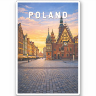 Polen Illustration Resa Konst Vintage Klistermärken