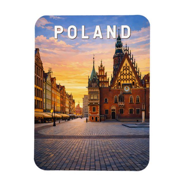 Polen Illustration Resa Konst Vintage Magnet (Vertikal)