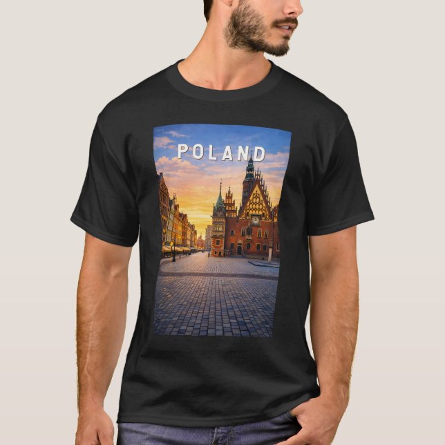 Polen Illustration Resa Konst Vintage T Shirt (Framsida)