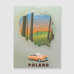 Polen Illustrerad reseposters tryck.