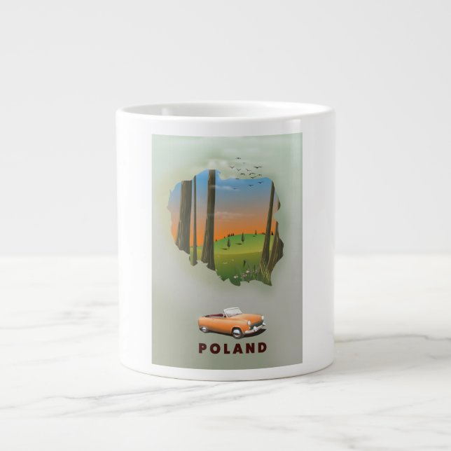 Polen Illustrerad resepostertryck. Jumbo Mugg (Framsidan)