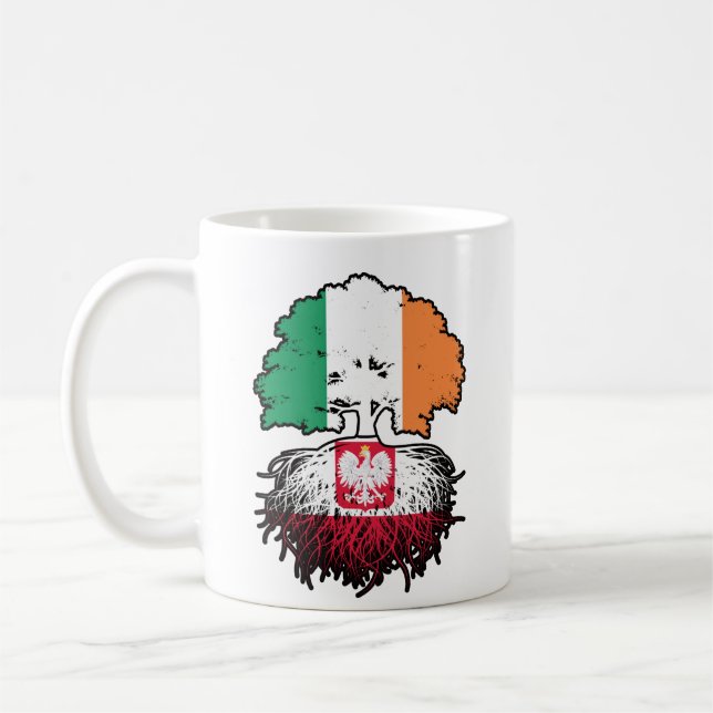 Polen, Irland, Träd, Flagga Kaffemugg (Vänster)