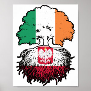 Polen, Irland, Träd, Flagga Poster