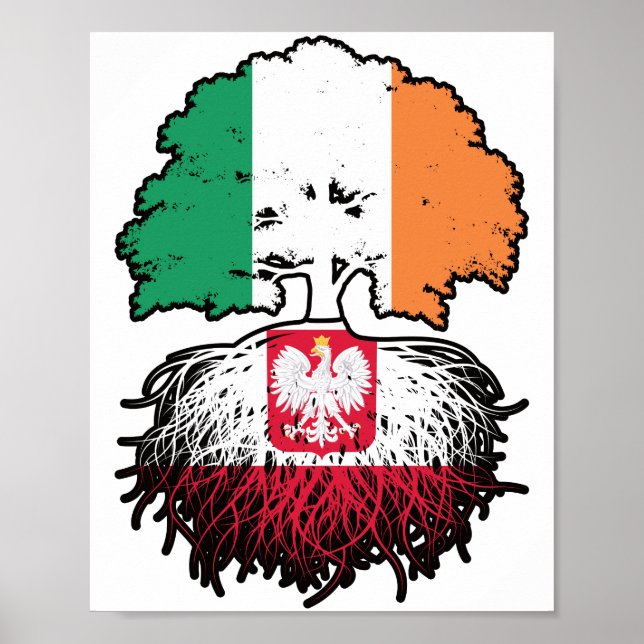 Polen, Irland, Träd, Flagga Poster (Framsidan)