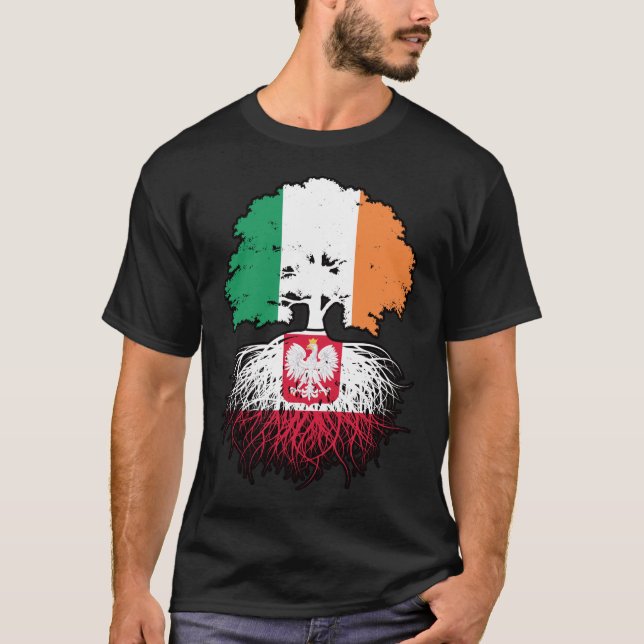 Polen, Irland, Träd, Flagga T Shirt (Framsida)