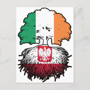 Polen, Irland, Träd, Flagga Vykort