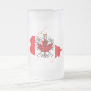 Polen Kanada Flagga Karta Frostat Ölglas