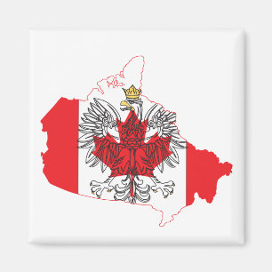 Polen Kanada Flagga Karta Magnet