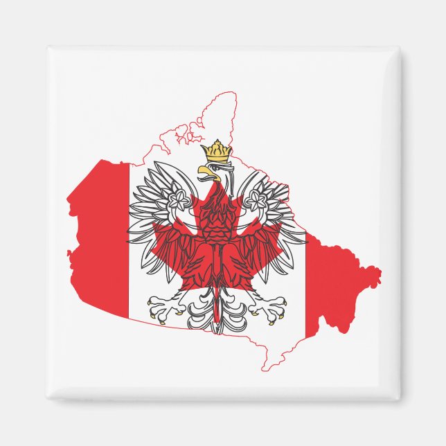 Polen Kanada Flagga Karta Magnet (Framsidan)