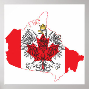 Polen Kanada Flagga Karta Poster