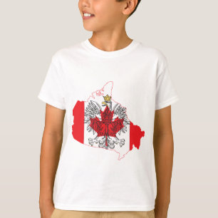 Polen Kanada Flagga Karta Tee Shirt