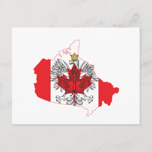 Polen Kanada Flagga Karta Vykort