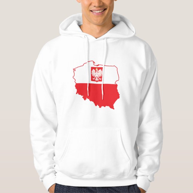 Polen Karta i polska Färg Hoodie (Framsida)