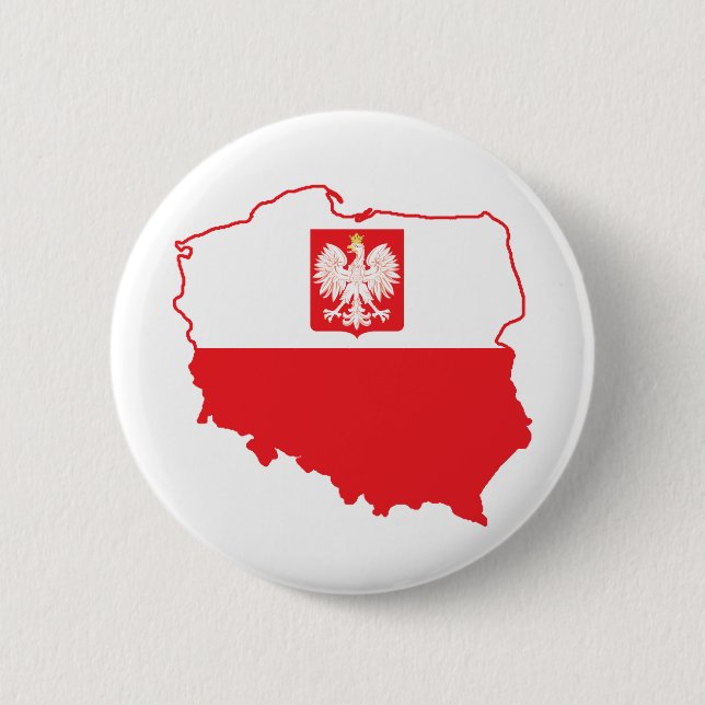 Polen Karta i polska Färg Knapp (Framsida)